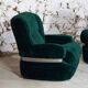 Green velvet armchair "spage age" by Beka, 1970