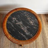 Rattan Bamboo Coffee table Marble top look