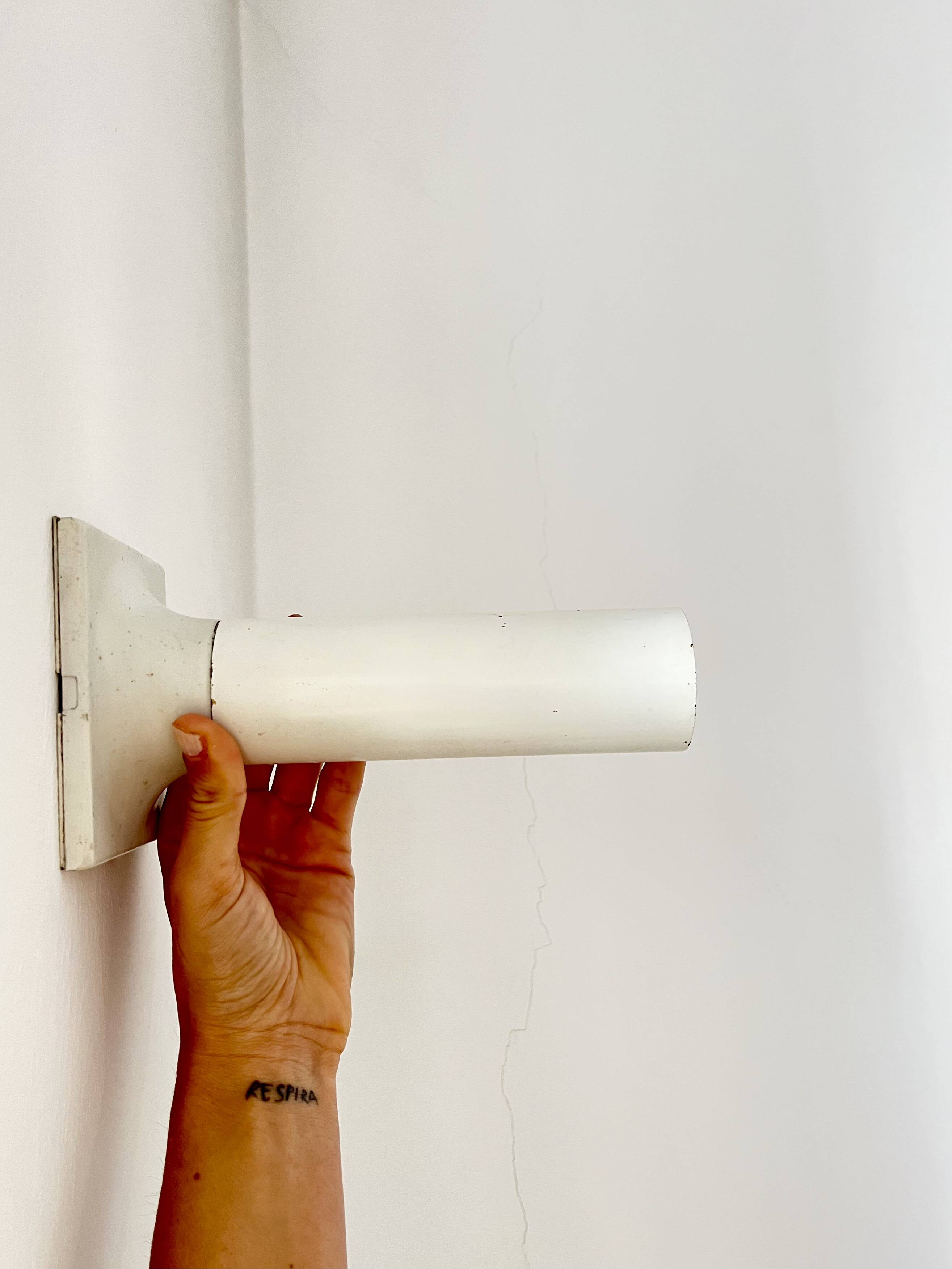 Vintage White Metal Wall/Ceiling Lamps by Rolf Krüger for Staff, 1970s Germ