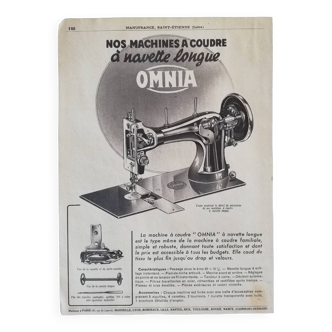 Affiche machine à coudre Omnia 1953 modèle à navette longue