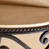 Wrought iron and marble console