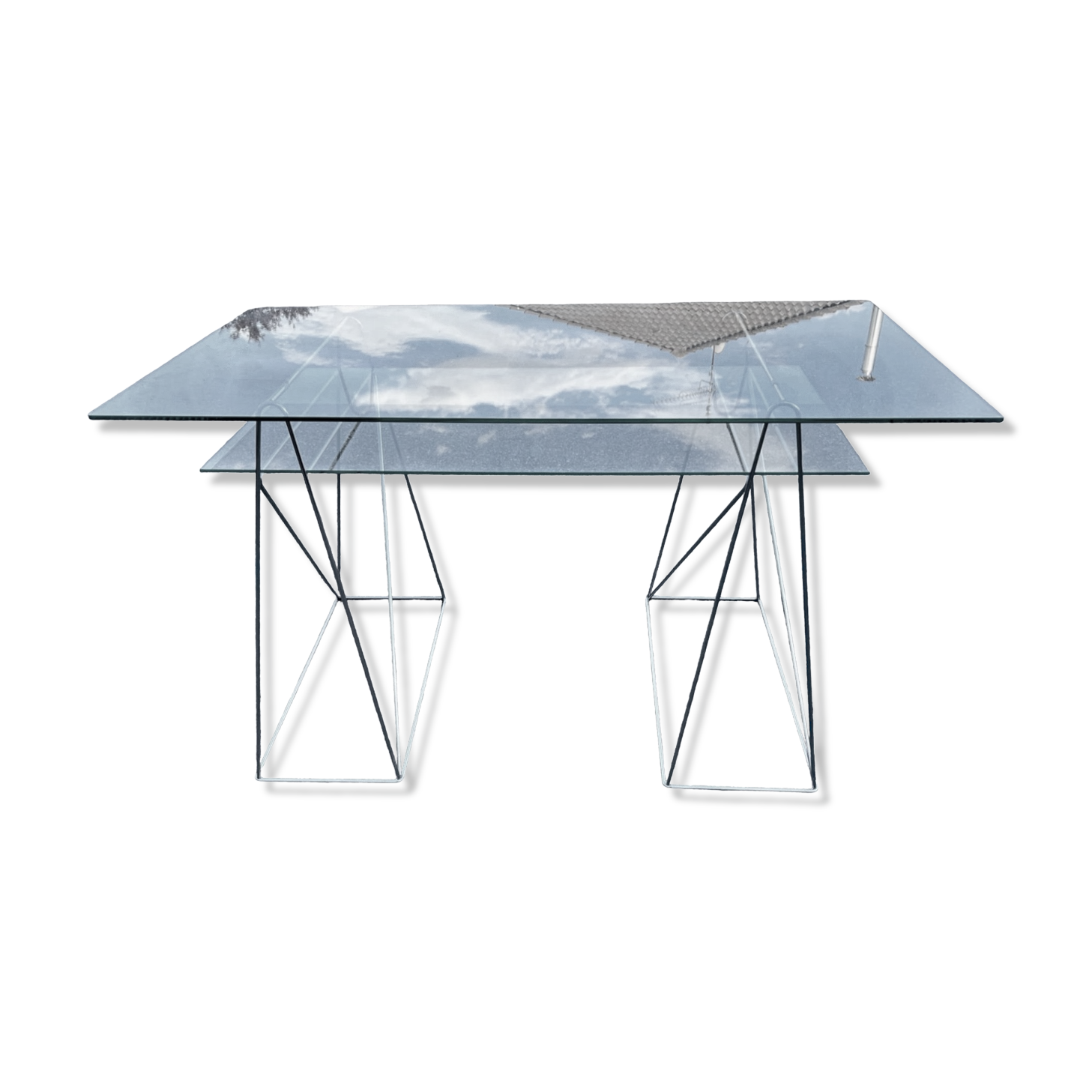 bureau chrome et verre