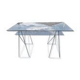 bureau chrome et verre