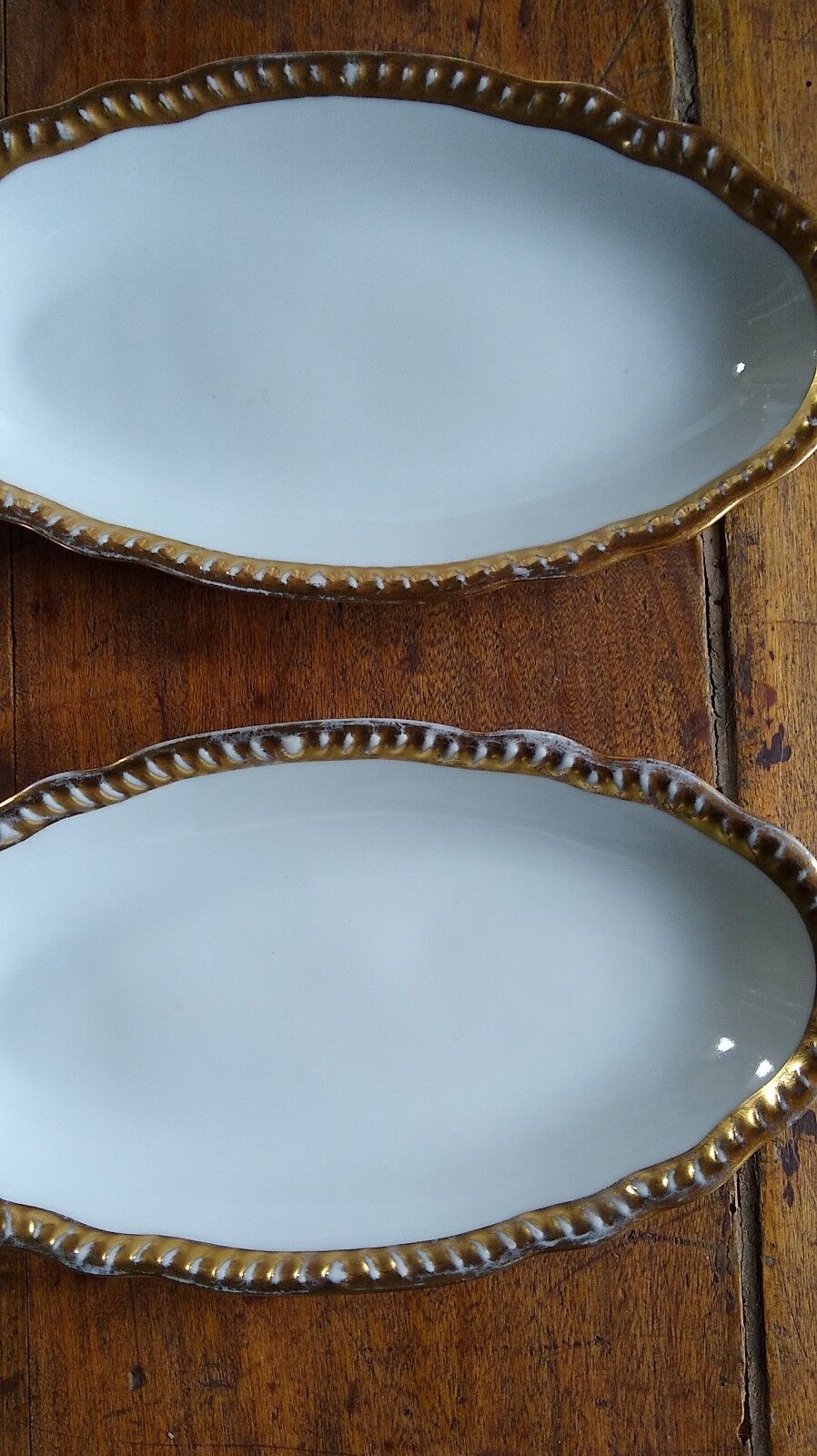 2 porcelain raviers on the golden edge of Limoges Bernardaud
