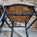 Pair of antique Napoleon III chairs in blackened wood and fabric