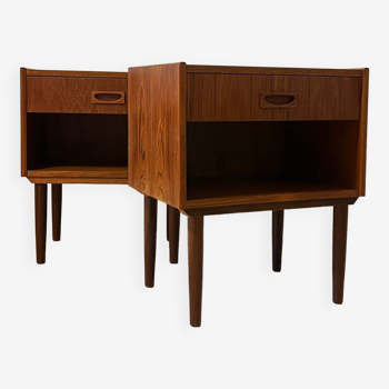 Tables de chevet vintage danoises en teck des années 1960