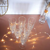 Set of 6 champagne flutes in chiseled glass