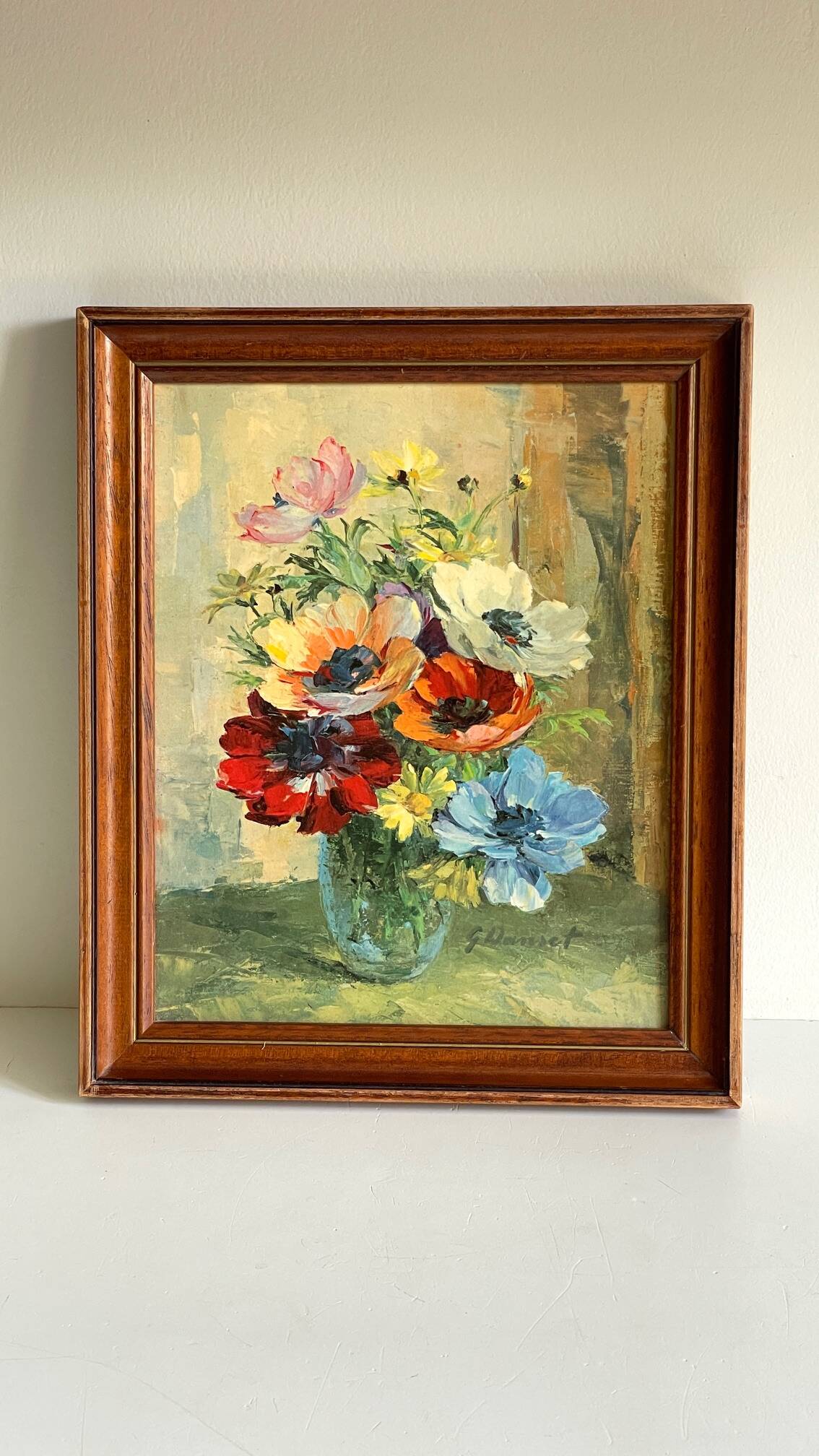 TABLEAU Vintage Bouquet aux ANEMONES