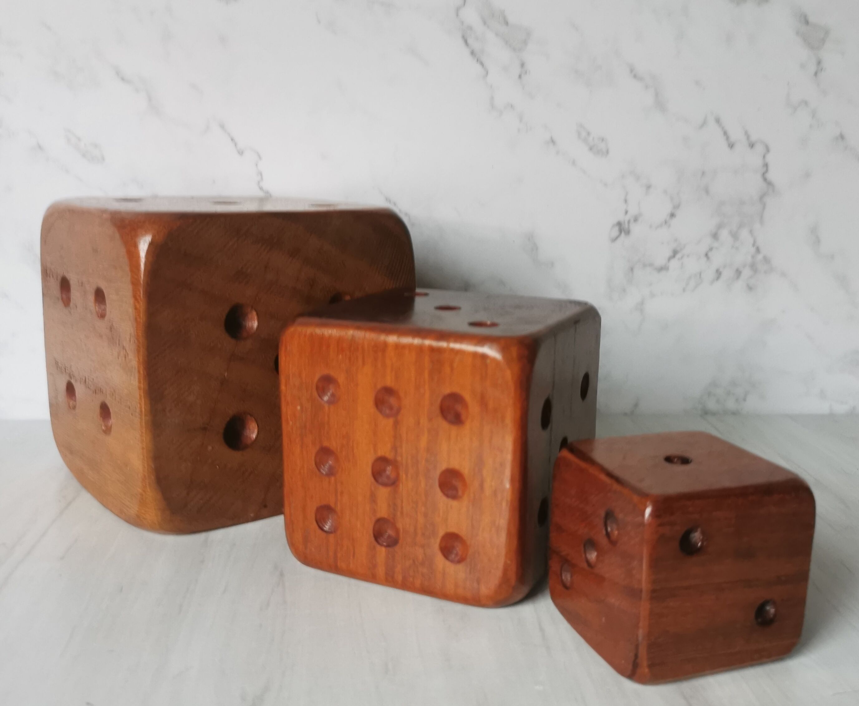 Carved wood dice