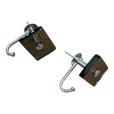2 vintage coat hooks in smoked brown glass and stainless steel Fontana Arte / Veca