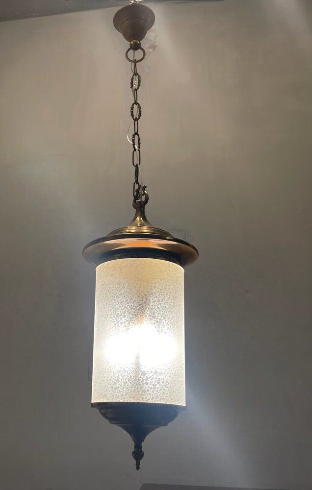 Vintage Glass Light Pendant in Bronze, 1960s