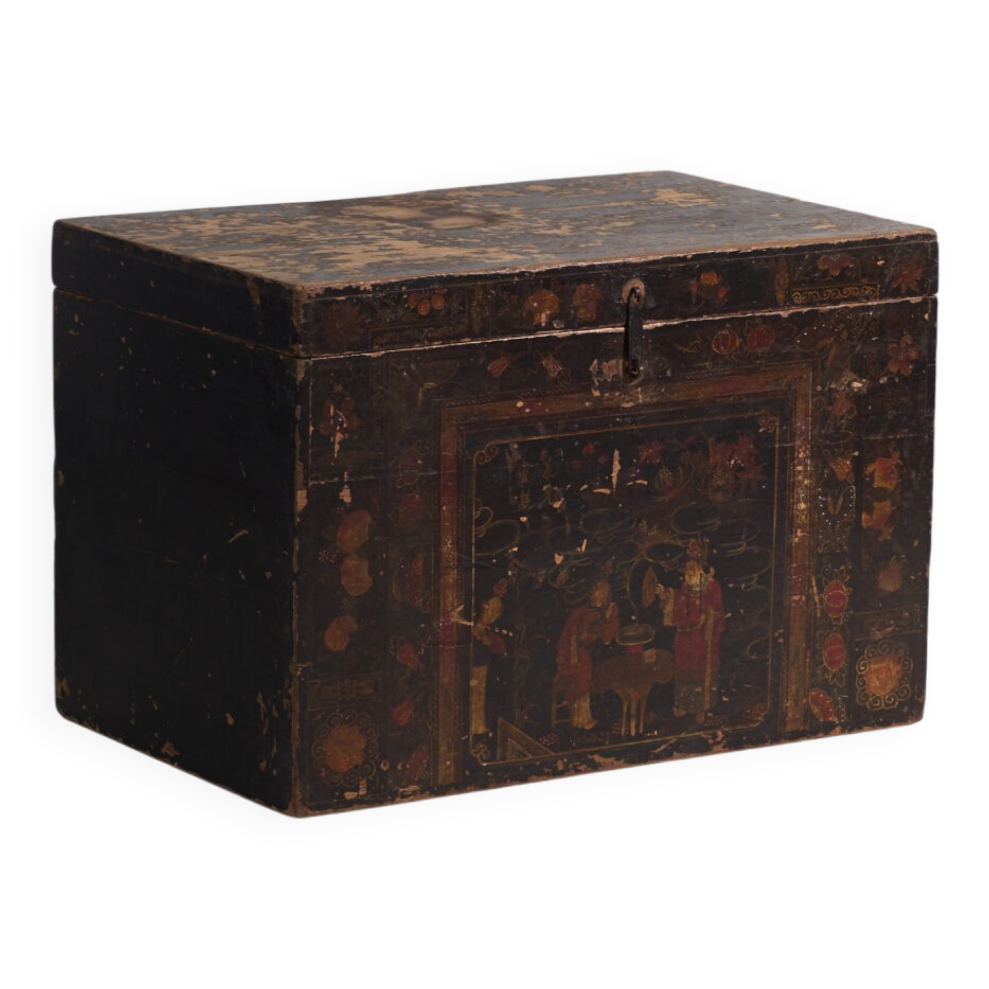 Antique chest painted in pine wood – China, around 1900