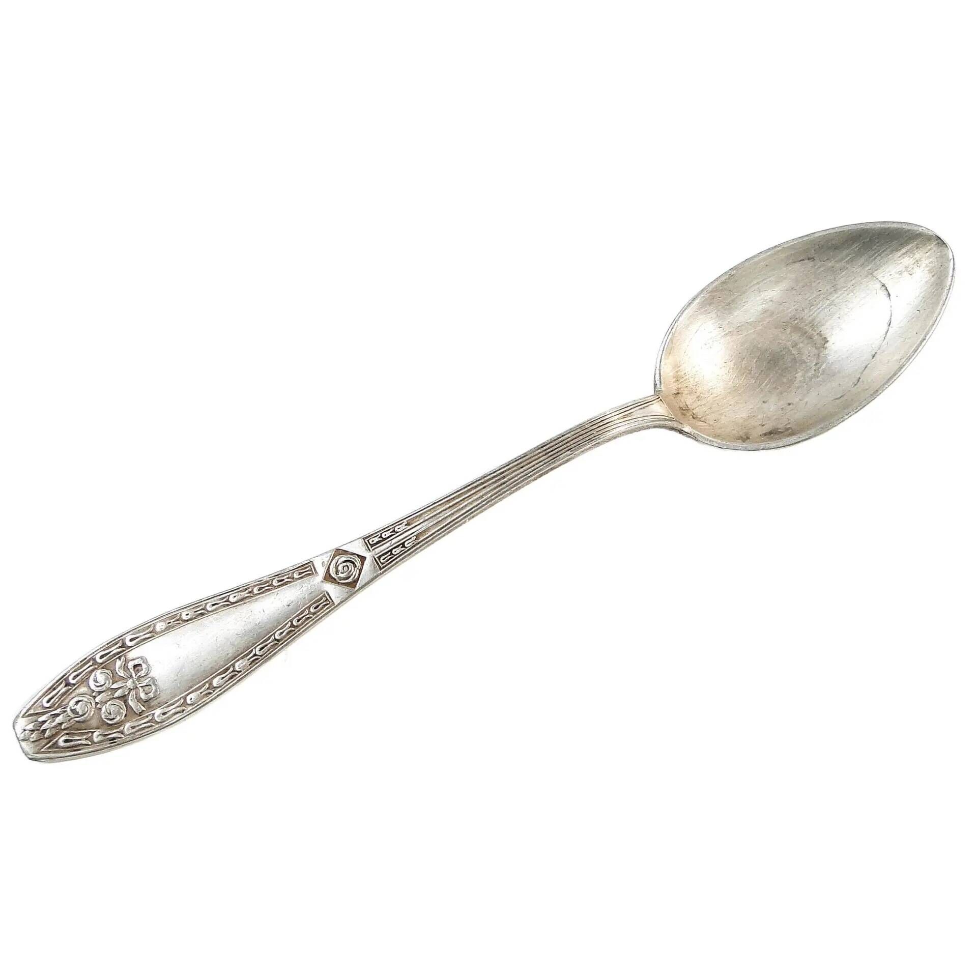 Cuillère à sucre Art Déco, en laiton plaqué argent, frères Henneberg, Pologne, années 1930