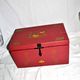 Vintage wooden trunk – toy chest or music box with painted stencil bird decoration.