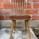 Antique baumann western chair wood + vintage brown leatherette seat