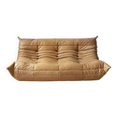 3-seater Togo camel leather sofa