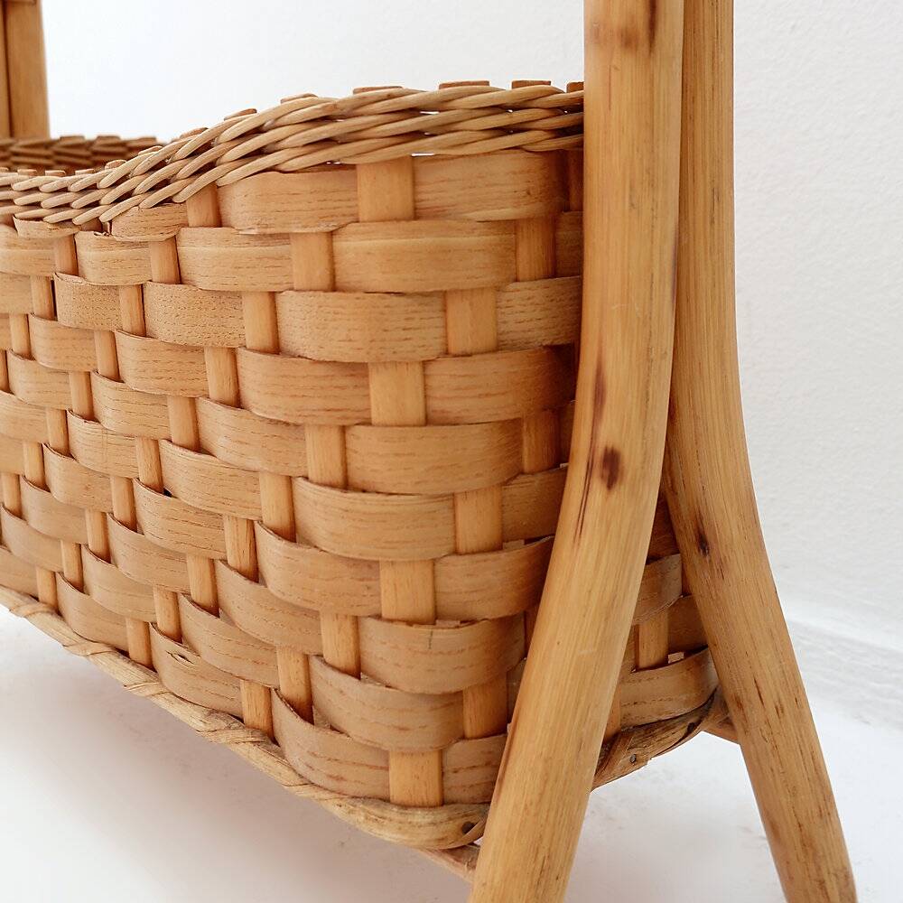 Vintage bamboo magazine rack in bohemian style - 1970s