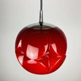 Pair of artichoke glass pendants in red by Peill and Putzler 1960