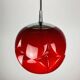 Pair of artichoke glass pendants in red by Peill and Putzler 1960