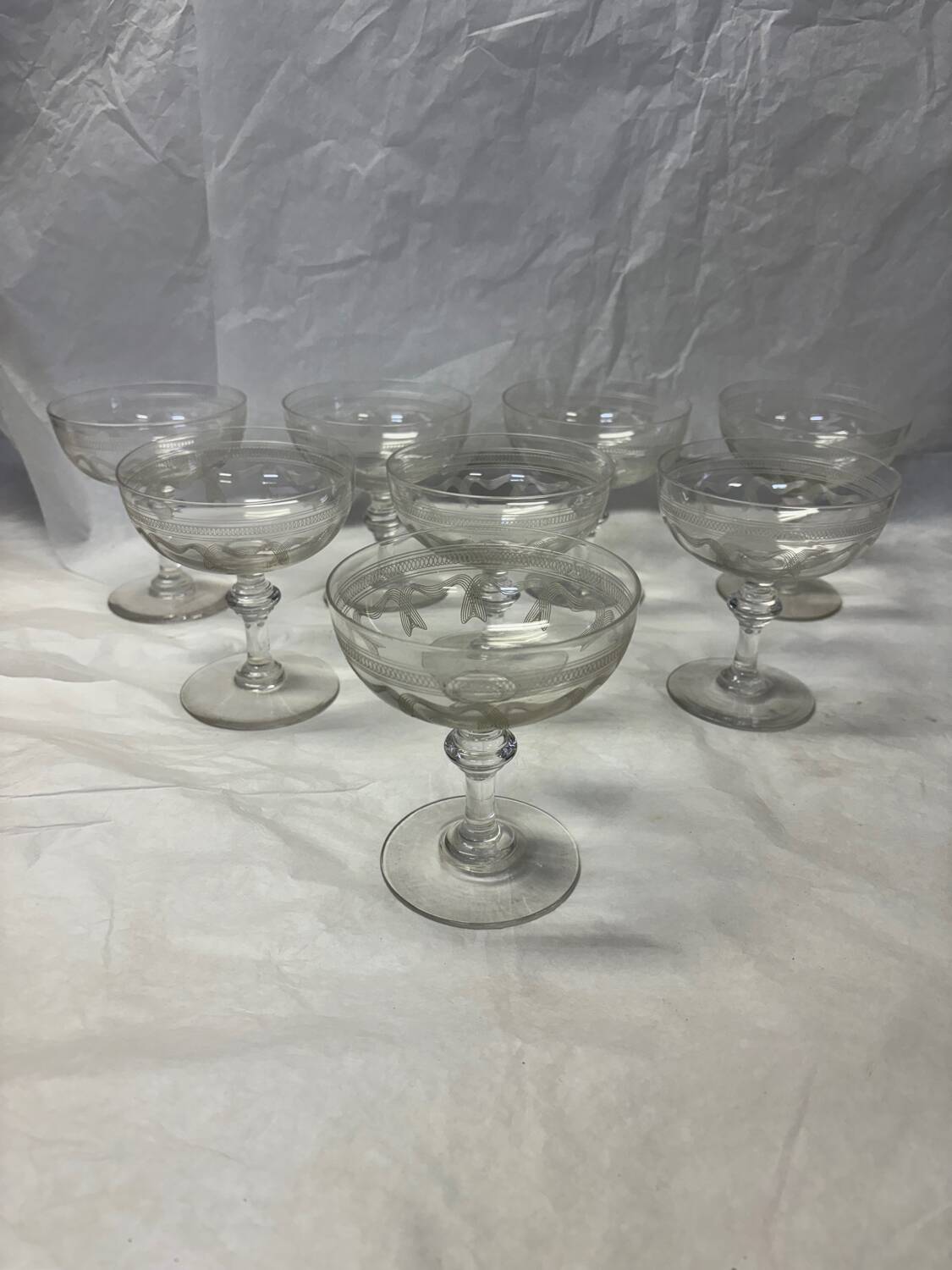 Set of 8 old champagne glasses