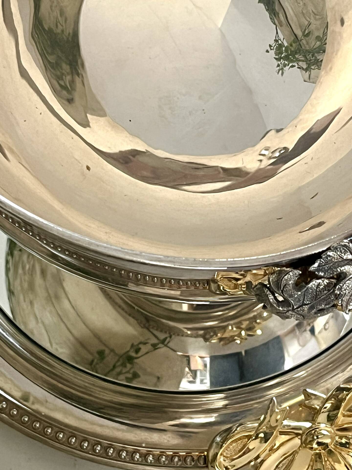 Silver Plated Grape Ice Bucket with Pedestal Tray, French ice bucket