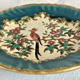 Old Longwy enamelled bird plate