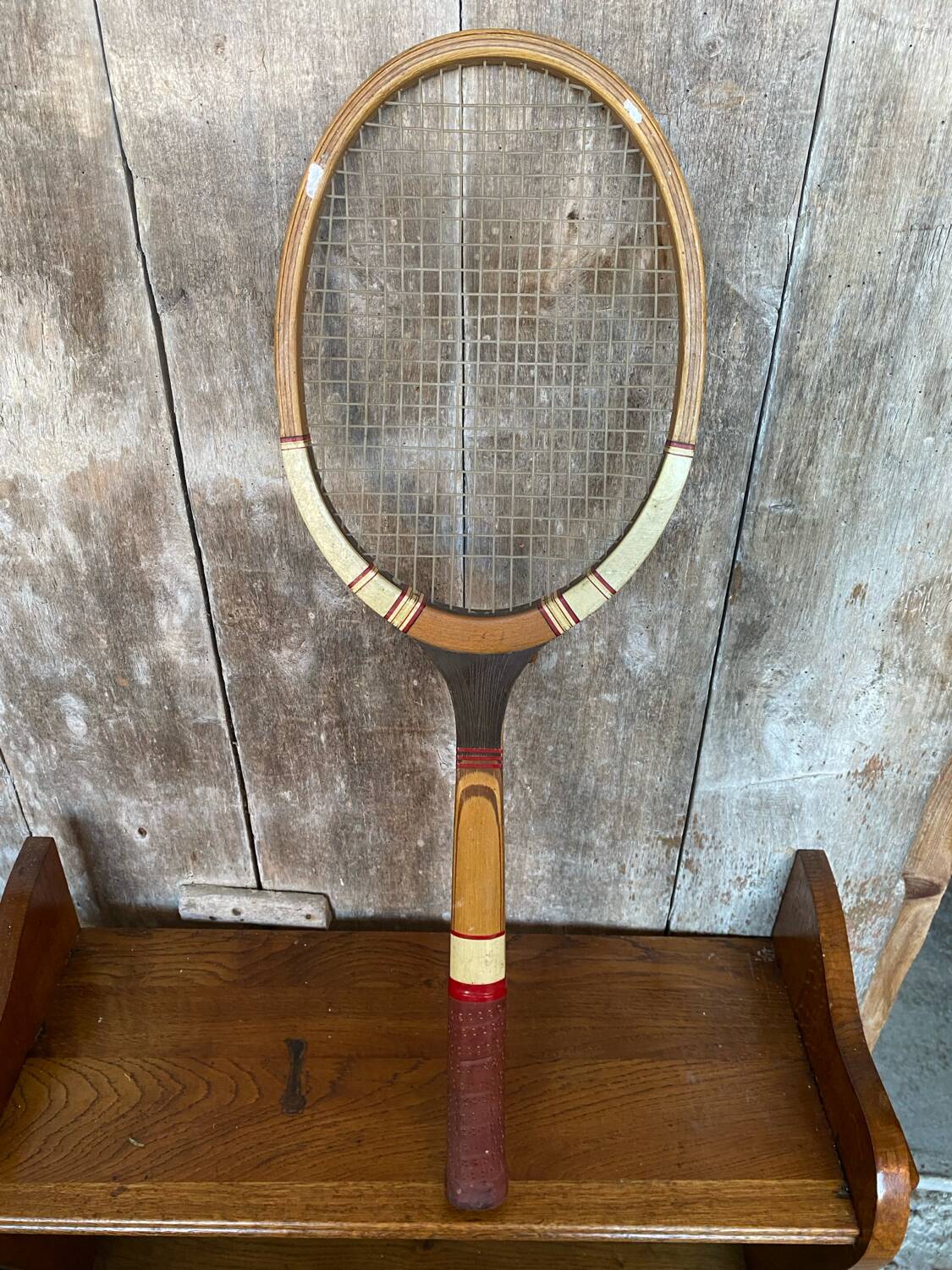 Ancienne Raquette Tennis COMMANDER Bois Sport Vintage #B765