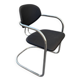 Effezeta armchairs, Italian design from the 70s, in chrome and black leatherette