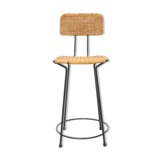 Rattan bar stool by Gian Franco Legler, 1950s