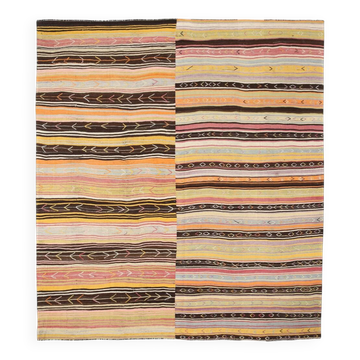 10x11 Yellow & Brown Ethnic Vintage Kilim Rug, 326x350Cm