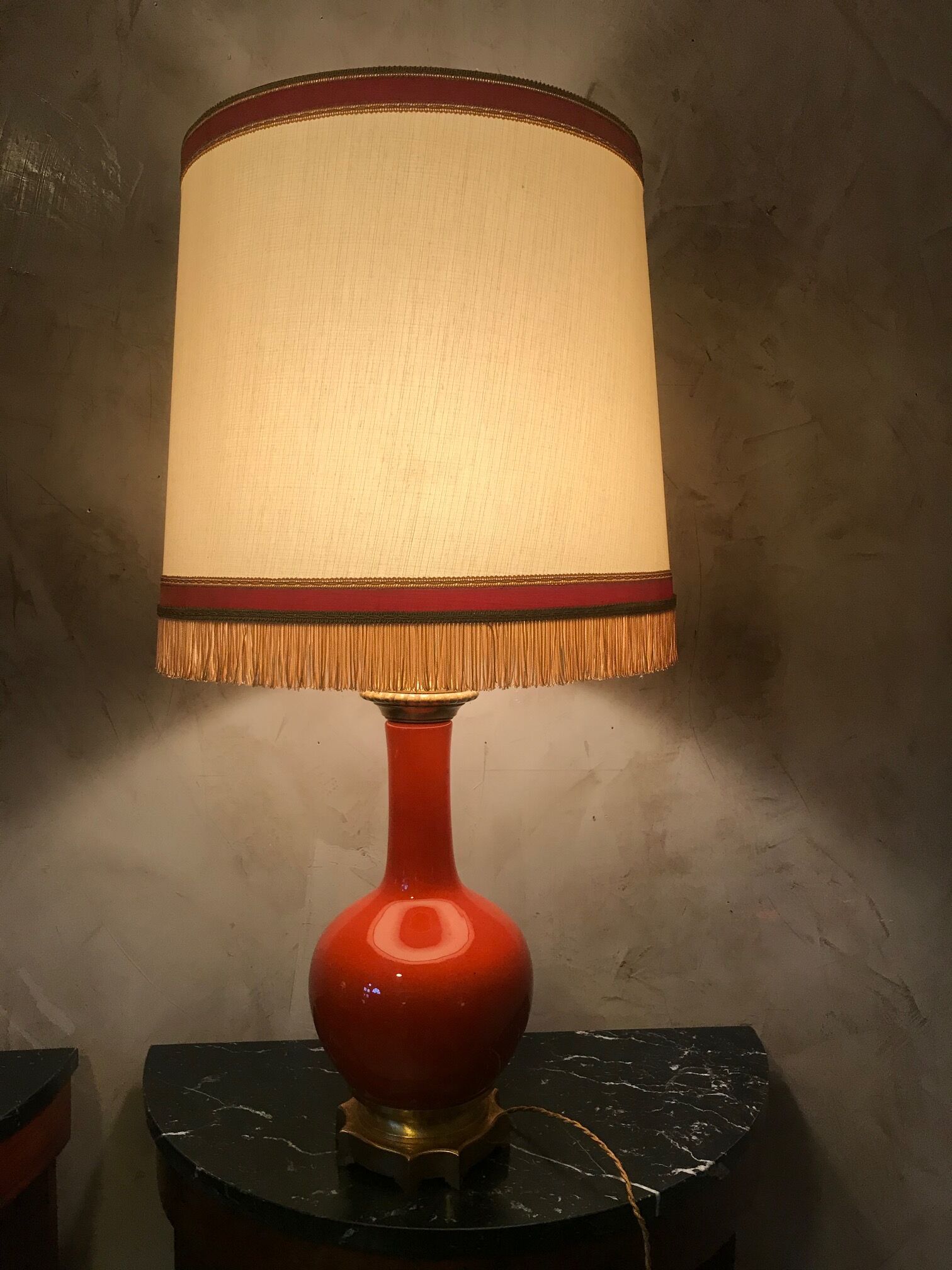Orange opaline lamp 1920