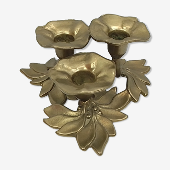 Brass candle holder 3 fires flower shapes