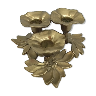 Brass candle holder 3 fires flower shapes