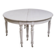 Round Dining Table - Gustavian Style - Gray Painted - Round Legs - Brass Wh