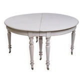 Table à manger ronde - Style Gustavien - Peinte en gris - Pieds ronds - Laiton Wh