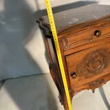 Pair of antique bedside tables with marble top and ceramic niche