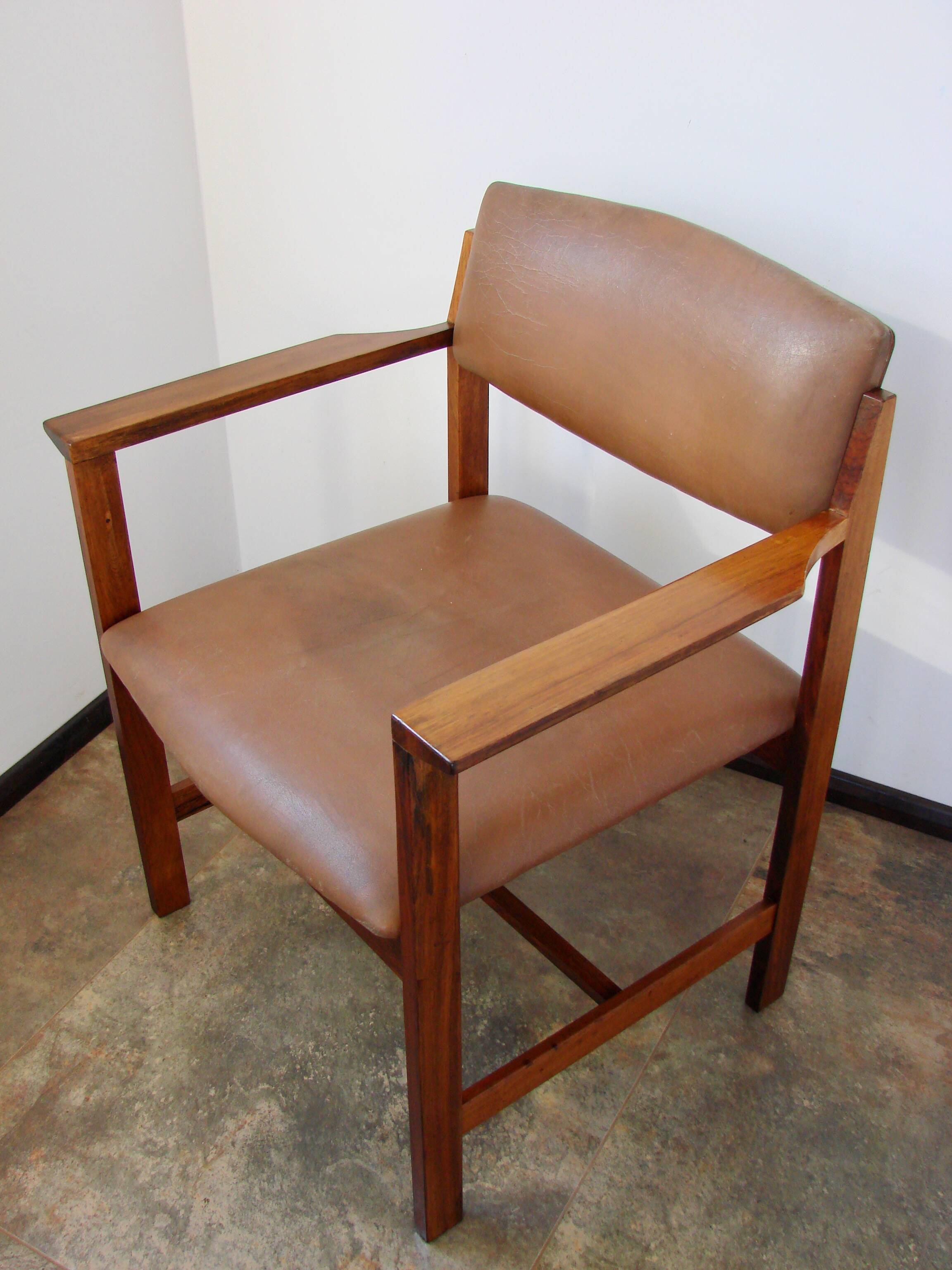 960s Scandinavian armchair – rosewood, leather, vintage