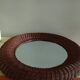 Round mirror, dark rattan