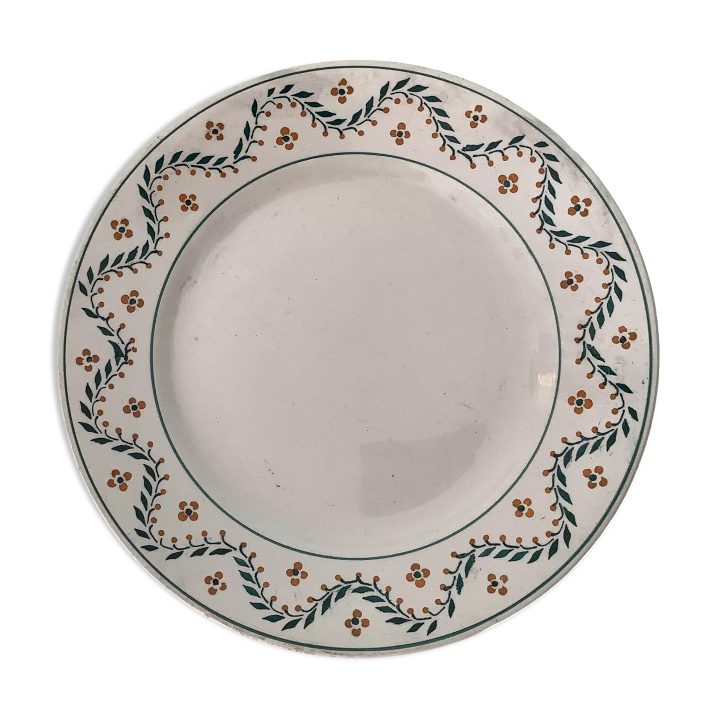 Lunéville set of 6 plates of antique white porcelain tableware with floral decoration