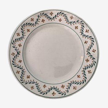 Lot de 6 assiettes de vaisselle ancienne en porcelaine blanche Lunéville avec décor floral