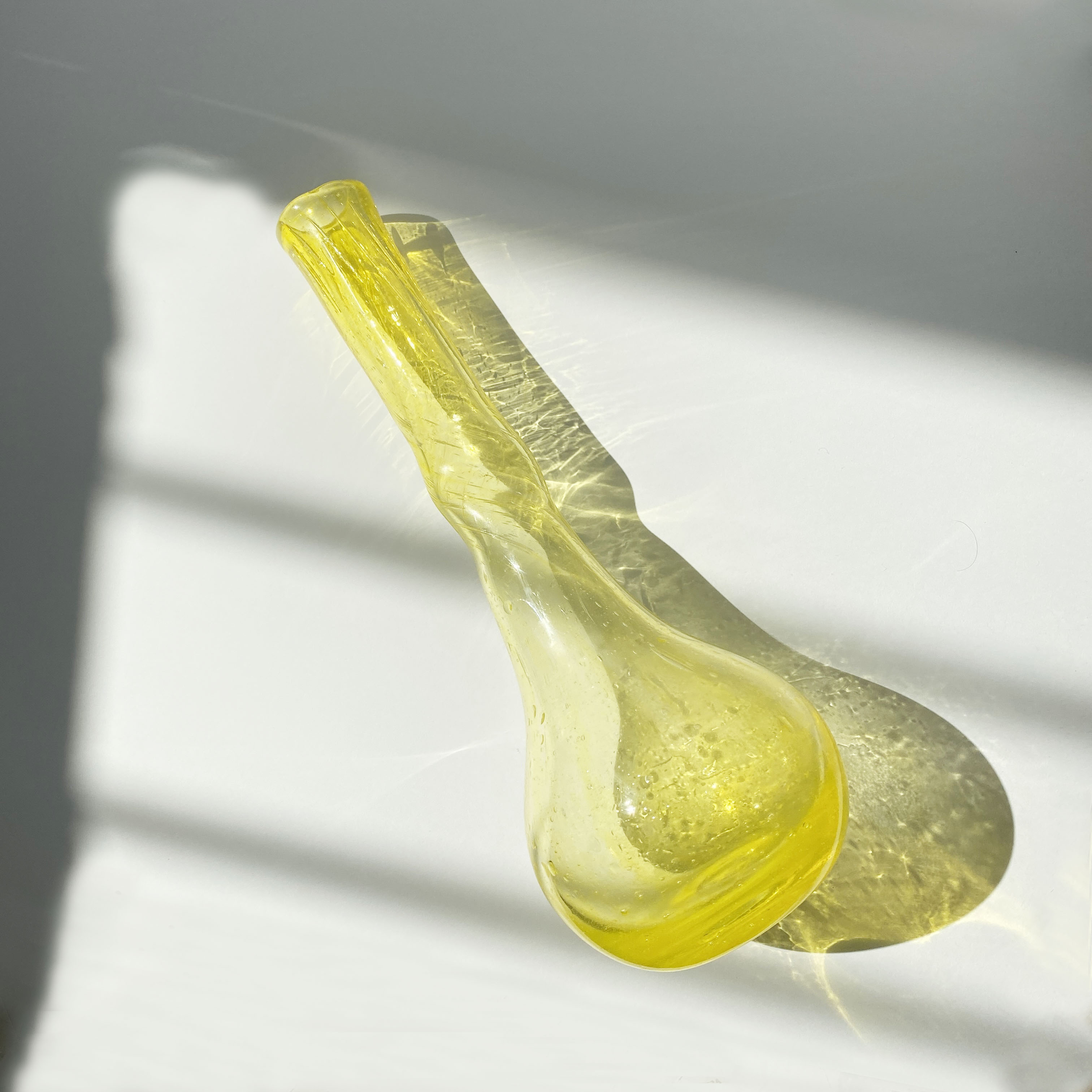 Vase soliflore blown glass bubbled yellow