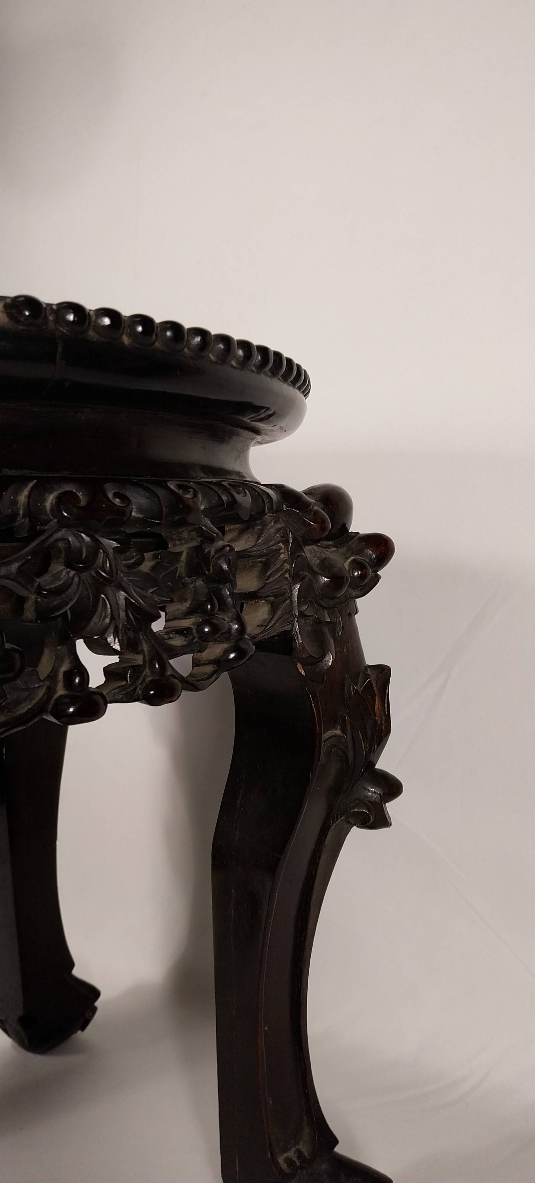 China, 19th century ironwood and marble pedestal coffee table