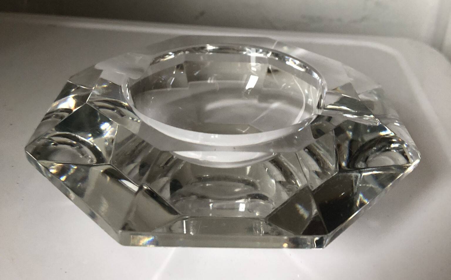 Val St Lambert octagonal crystal ashtray