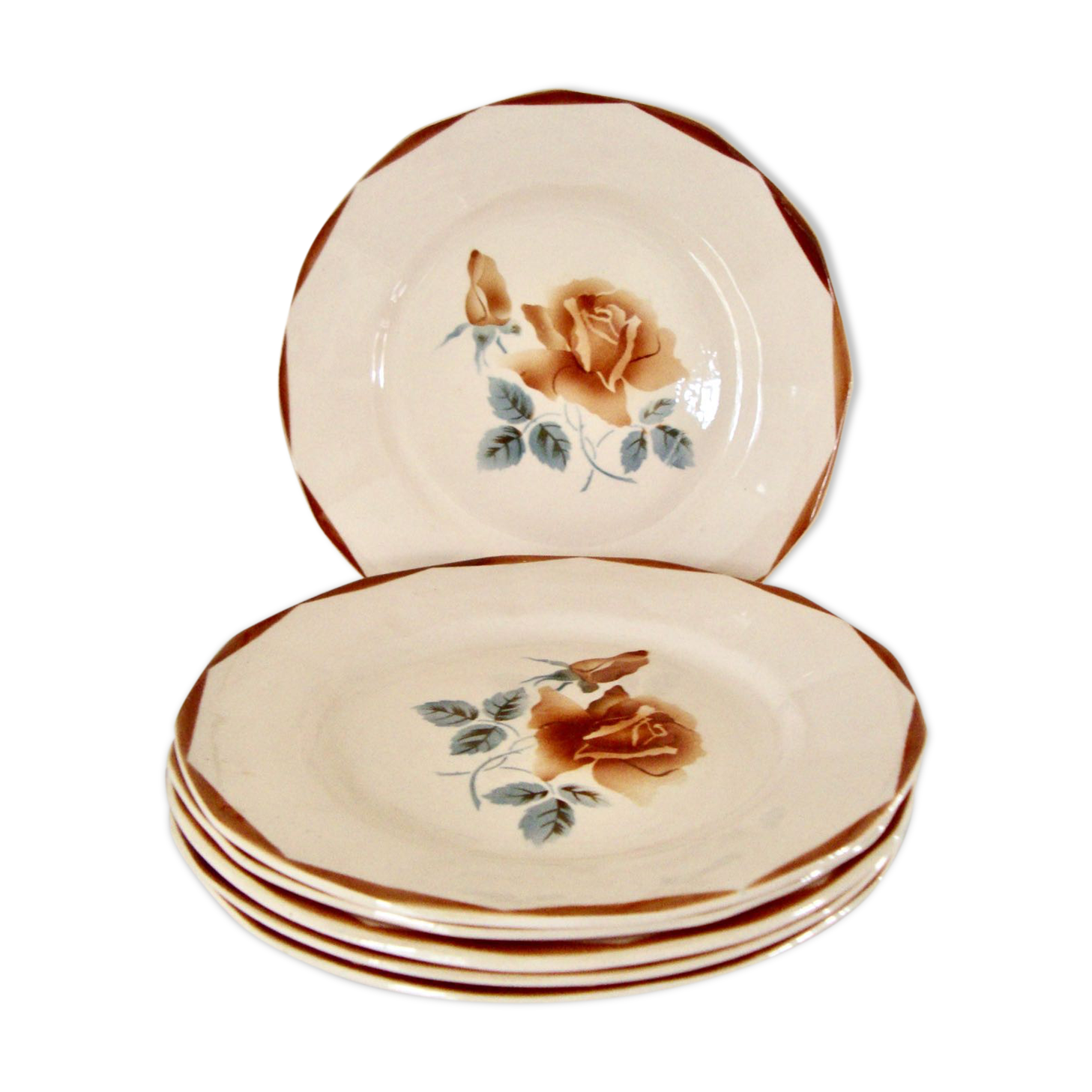 Set 6 flat plates Digoin Sarreguemines