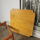 Square coffee table in solid blond wood 80s