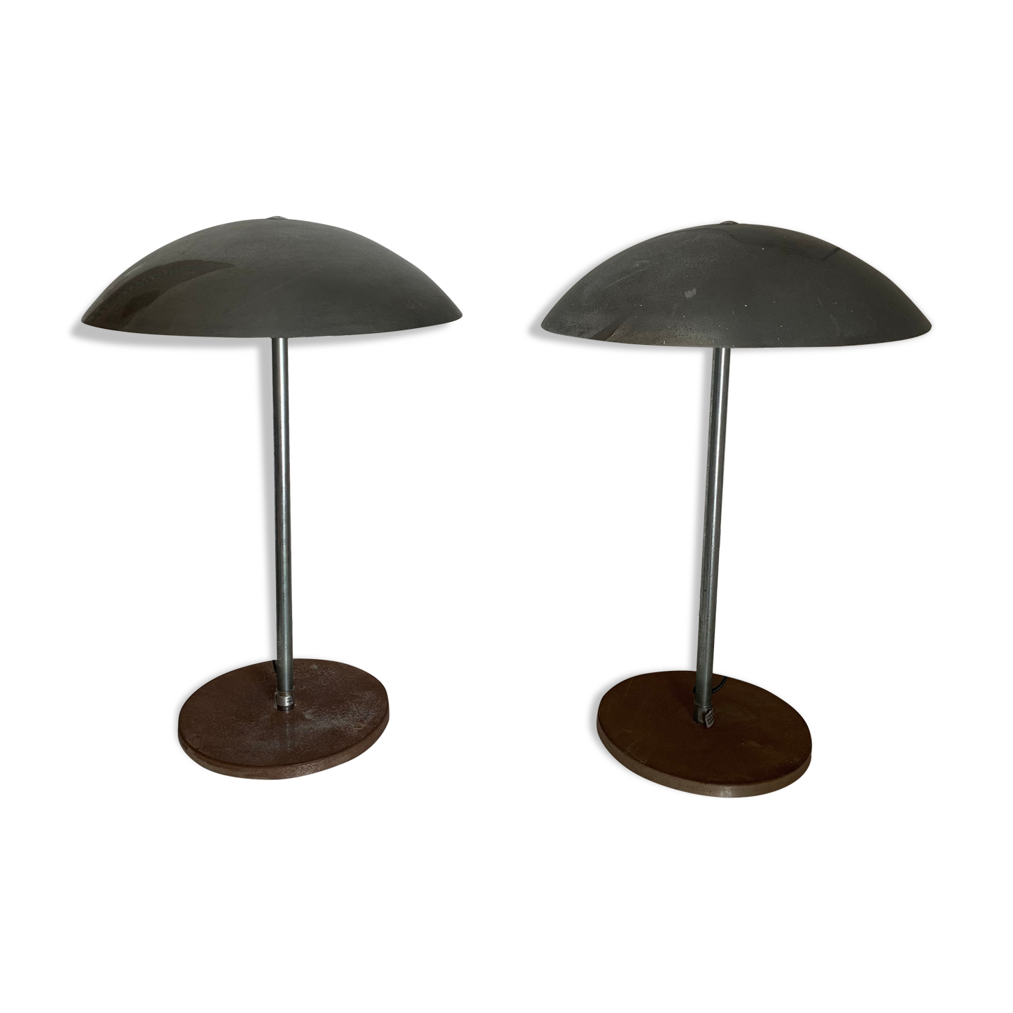 Pair vintage lamps 1970 table Lumess Switzerland - 51 cm