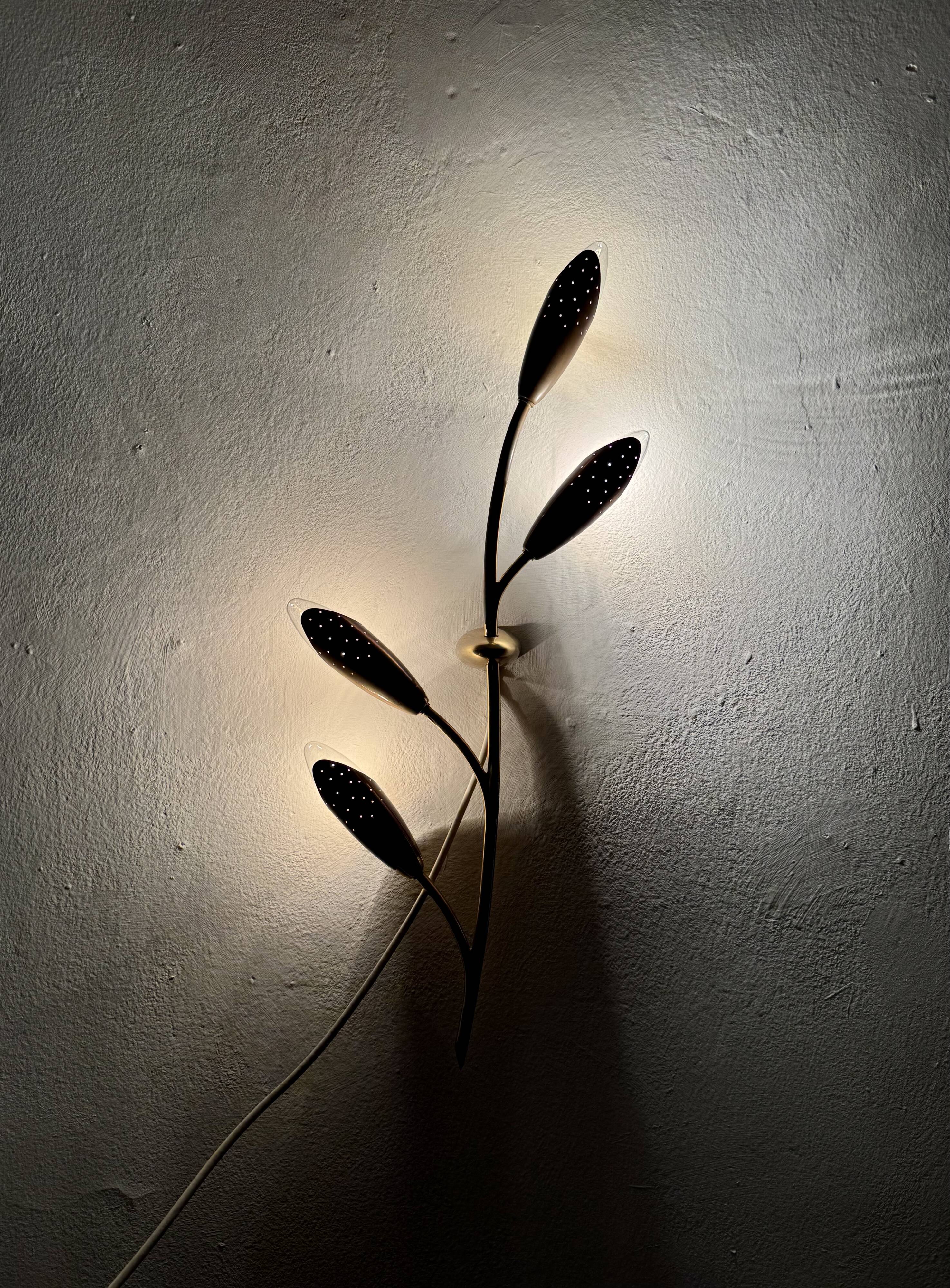 Floral Brass Wall Lamp by Rupert Nikoll