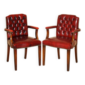 Fauteuils Gainsborough Chesterfield vintage en cuir