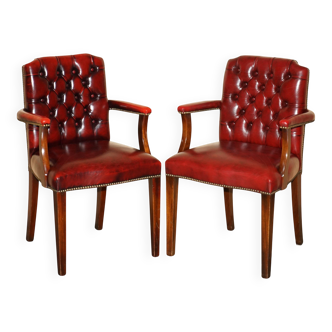 Vintage Gainsborough Chesterfield leather armchairs