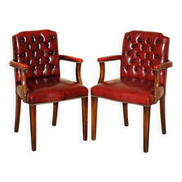 Vintage Gainsborough Chesterfield leather armchairs
